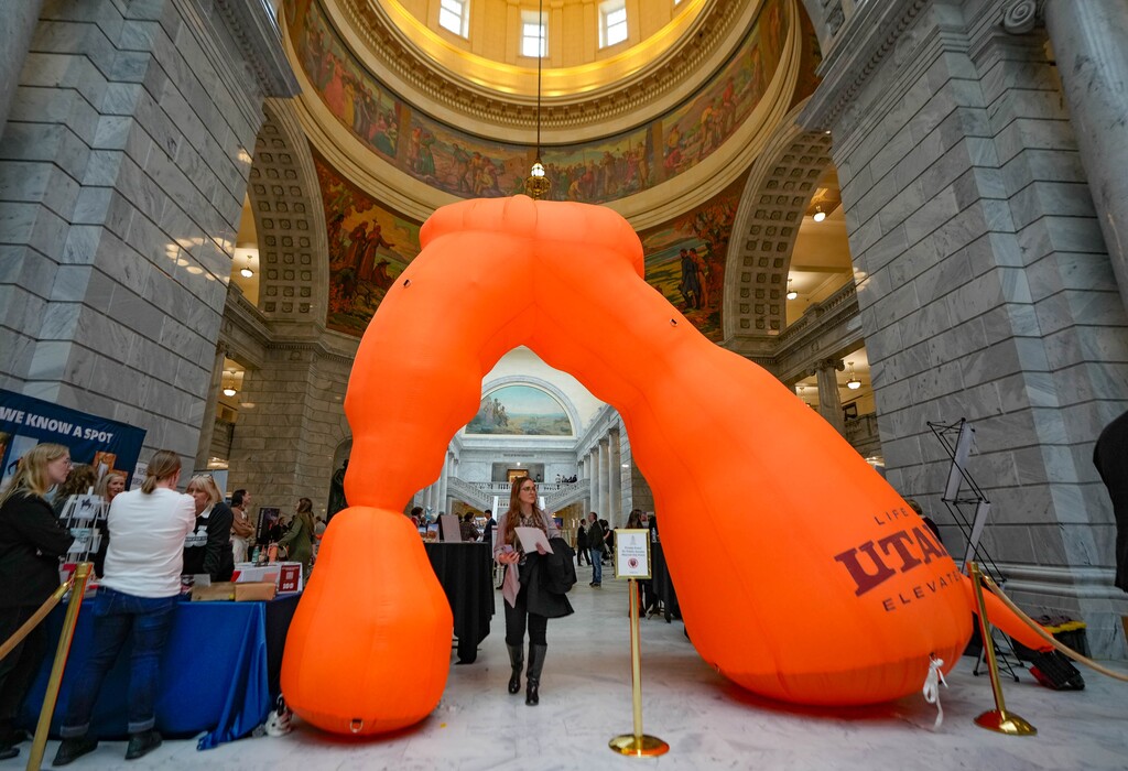 (Francisco Kjolseth | The Salt Lake Tribune) Tourism Day is held in the Rotunda at the Utah Capitol on Friday, Feb. 9, 2024. Many lobbying and special interests get face time with Utah legislators with free food.