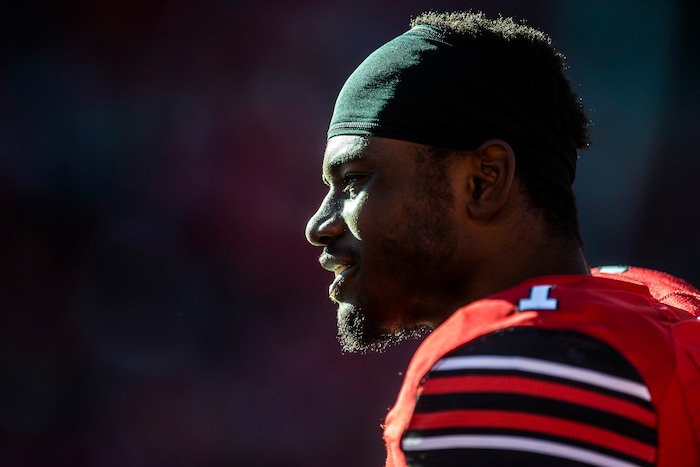 (Chris Detrick  |  The Salt Lake Tribune)  Utah Utes quarterback Tyler Huntley (1) watches during the game at Rice-Eccles Stadium Saturday, October 21, 2017.  Arizona State Sun Devils defeated Utah Utes 30-10.