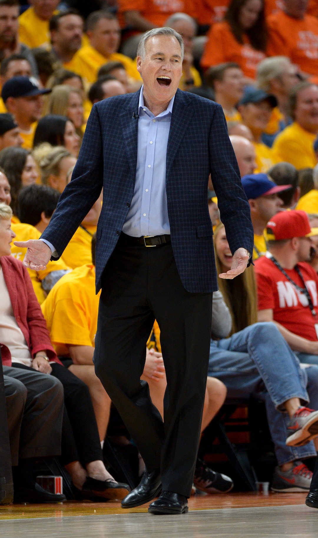 (Leah Hogsten  |  The Salt Lake Tribune)  Houston Rockets head coach Mike D'Antoni.  The Houston Rockets defeated the Utah Jazz 113-92 in Game 3 of an NBA basketball second-round playoff series Friday, May 4, 2018 in Salt Lake City.