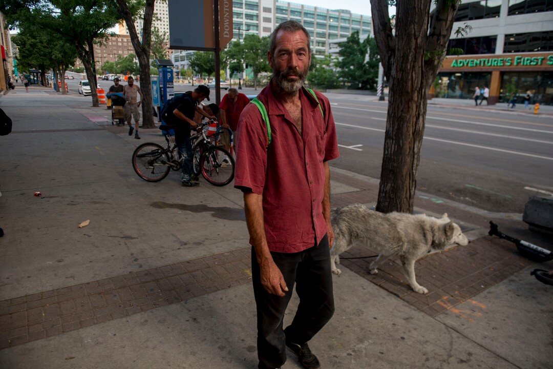 (Jeremy Harmon |  The Salt Lake Tribune) Chris Coons hangs out outside Carl's Jr. on State Street in downtown Salt Lake City on July 11, 2019.