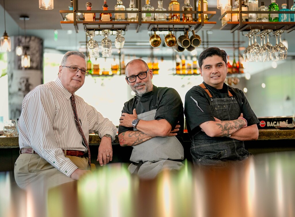 (Francisco Kjolseth | The Salt Lake Tribune) Galeano's Ristorante Italiano general manager Joe Mascaro, owner Allan Galeano and executive chef Sebastian Gutierrez, from left, at the new Italian restaurant in downtown Salt Lake City on Monday, June 23, 2025.