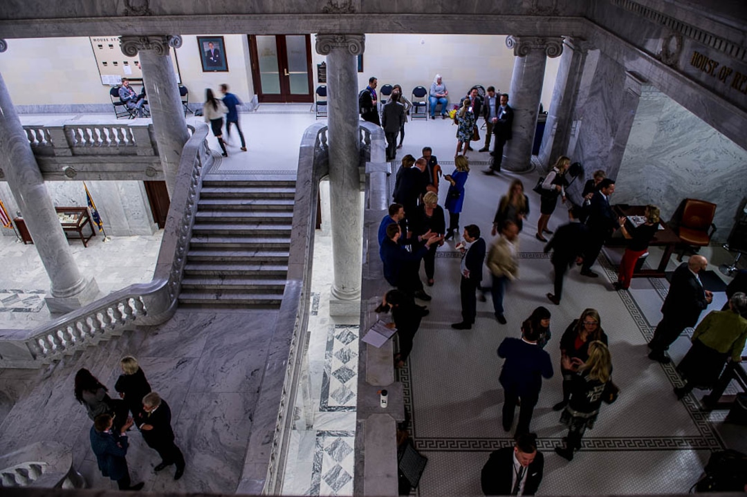 (Trent Nelson | The Salt Lake Tribune)  The scene outside of the House Chamber in Salt Lake City, Thursday March 8, 2018.