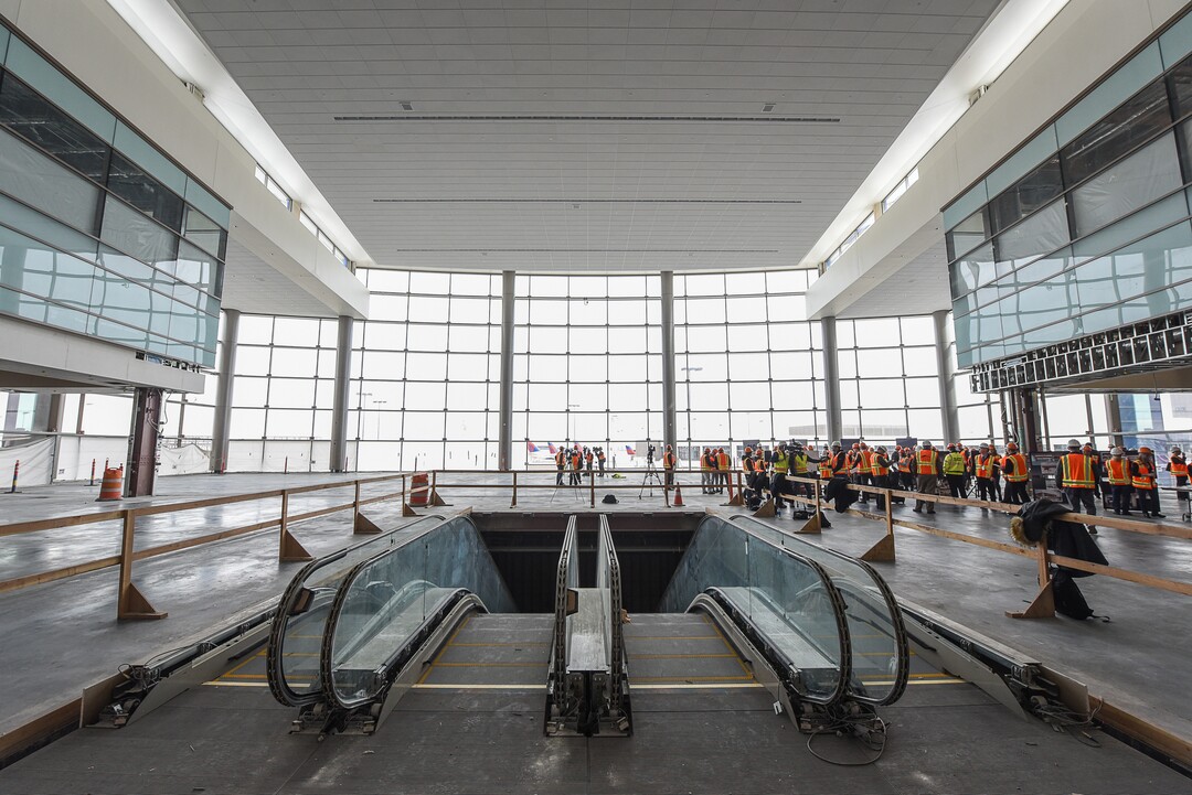 (Francisco Kjolseth  |  The Salt Lake Tribune)  Work continues on the immense space of the Terminal Plaza as Salt Lake City International Airport announces food concessionaires for the first phase of the new expanded airport during a tour on Wed. Feb. 20, 2019, that is said to include 23 concepts with a number of home-grown options that are local favorites.