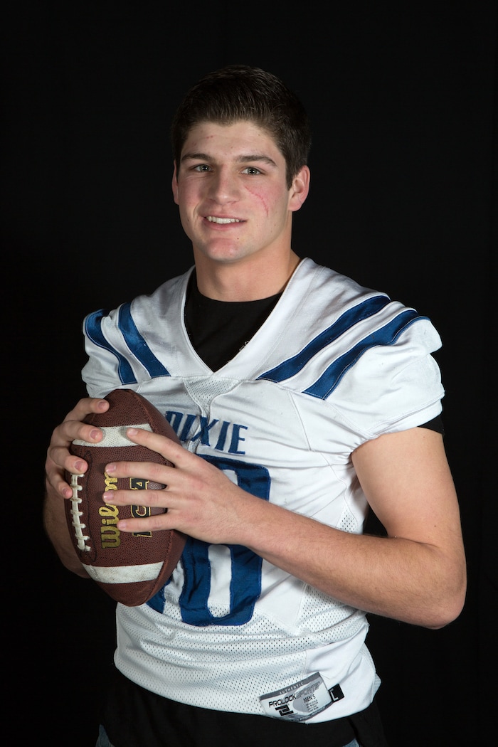(Jud Burkett  |  for The Salt Lake Tribune) Dixie High School's Tyson Fisher poses for a portrait St. George, Saturday, Dec. 16, 2017.