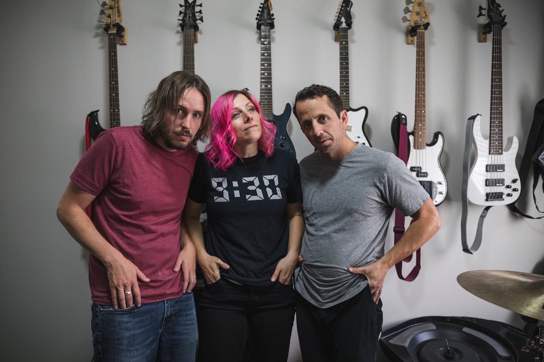 (Clark Clifford  |  For The Salt Lake Tribune) Chris Bennett, Elaine Bradley, and Bryce Taylor of Noble Bodies at their practice for an upcoming show in the band's rehearsal space in Orem on Saturday, Aug. 3, 2019.