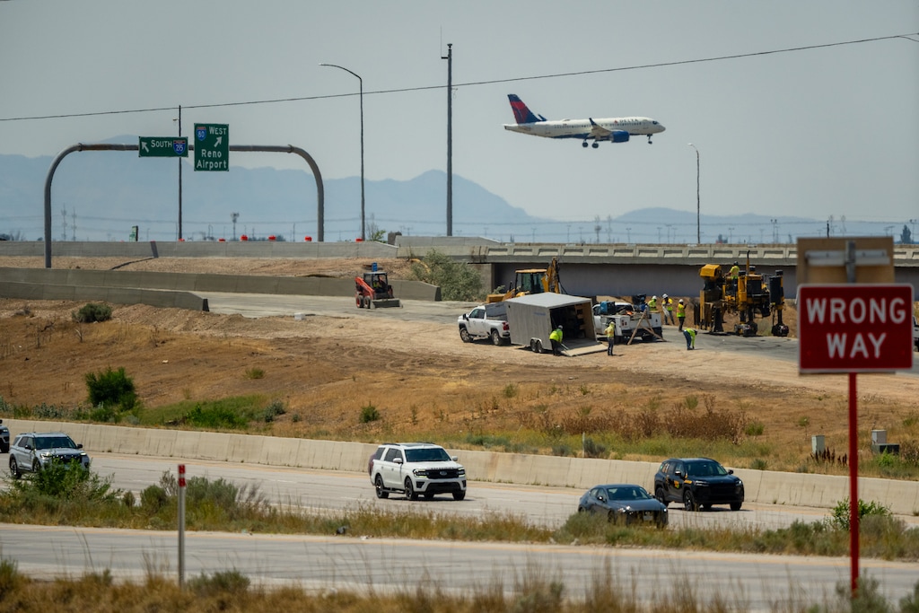 (Trent Nelson  |  The Salt Lake Tribune) Construction near the interchange of Interstate 80 and Interstate 215 in Salt Lake City on Monday, July 13, 2026.