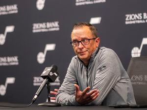 (Rick Egan | The Salt Lake Tribune) Utah Jazz General Manager Justin Zanik talks about the recent season and the future of the team, during a news conference at the Zions Bank Basketball Campus, on Friday, April 29, 2022.