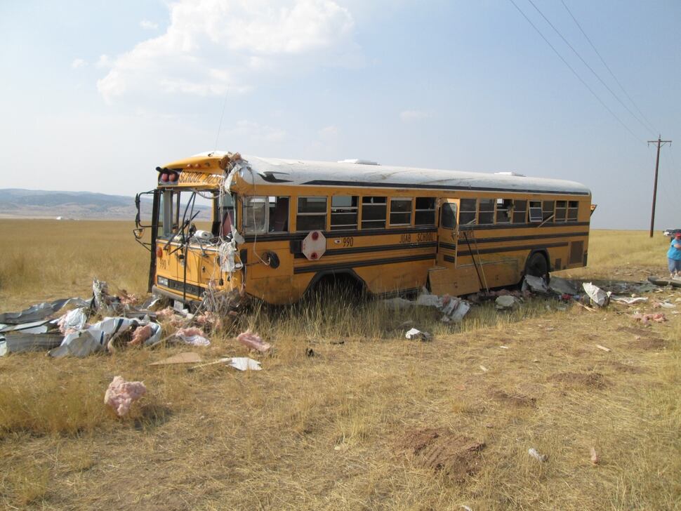 Students suffer minor injuries after school bus hits camp ...