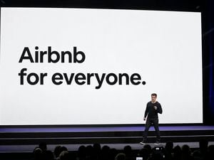 FILE - In this Feb. 22, 2018, file photo, Airbnb co-founder and CEO Brian Chesky speaks during an event in San Francisco. (AP Photo/Eric Risberg, File)