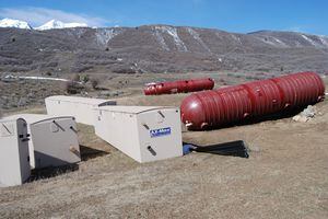 (Brian Maffly | The Salt Lake Tribune) This wastewater equipment, photographed on March 18, 2022, is to be installed at the Canyon Meadows subdivision in Wasatch County.