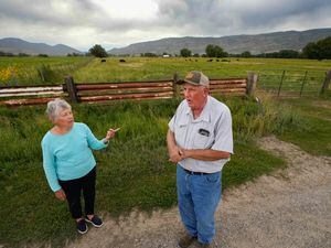 (Francisco Kjolseth | The Salt Lake Tribune) Alice Hicken and Laren Gertsch who have adjacent properties in the Heber Valley going back generations, are part of a group called Friends of Heber Valley North Fields Coalition, a non-profit started in 2020 to try and bring attention to the changes happening in the area. 