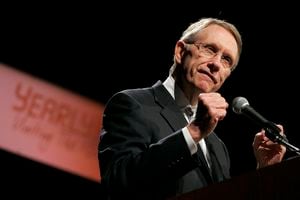 (AP Photo | Jae C. Hong) Senate Minority Leader Harry Reid, D-Nev., delivers a speech at the YearlyKos convention in Las Vegas on June 10, 2006.