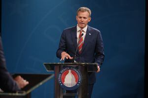 (Trent Nelson  |  The Salt Lake Tribune) Blake Moore at the U.S.. House 1st District Republican primary debate in Salt Lake City on Thursday, June 2, 2022.