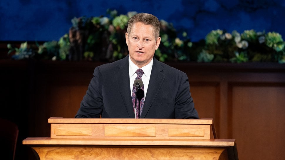(Photo courtesy of The Church of Jesus Christ of Latter-day Saints) General authority Seventy John A. McCune speaks Saturday, April 4, 2020.