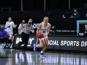(Photo courtesy of WCC Sports) Paisley Harding led the Cougars to a 85-55 win over San Francisco in the WCC Tournament semifinal on Monday. The senior was responsible for 23 points on 9 of 17 shooting from the field, and added seven rebounds, four steals and two assists.