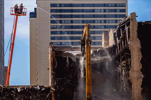 (Trent Nelson  |  The Salt Lake Tribune) Demolition of the historic Utah Theater in Salt Lake City is shown in May 2022.
