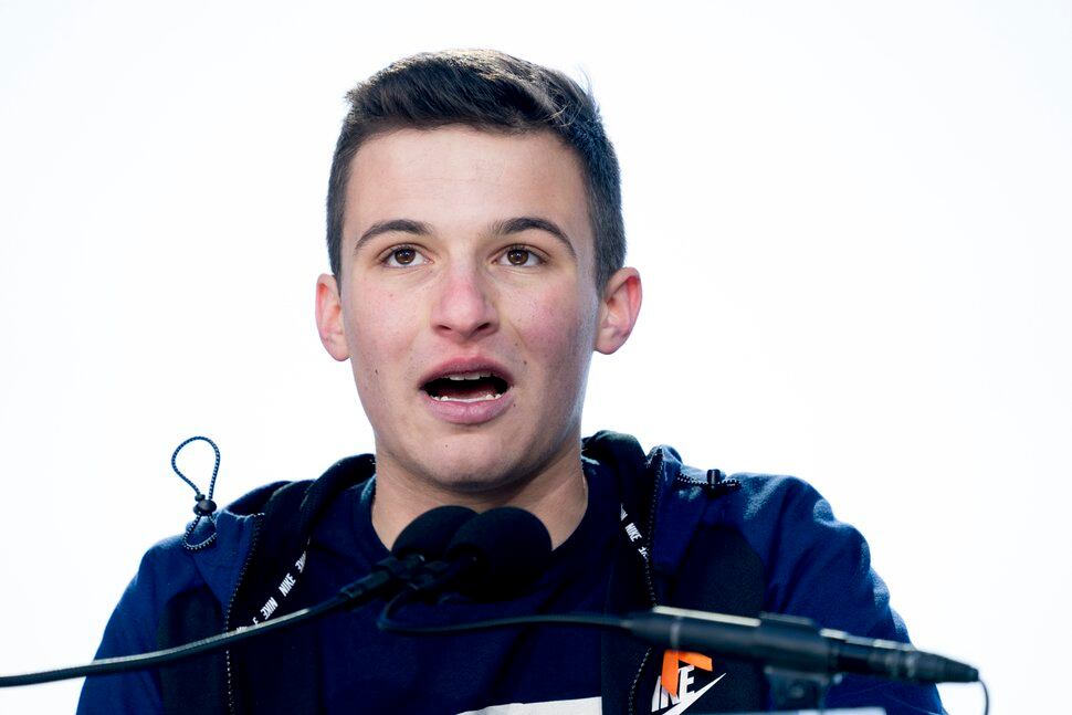 (Andrew Harnik | AP Photo) Cameron Kasky, a survivor of the mass shooting at Marjory Stoneman Douglas High School in Parkland, Fla., speaks during the 
