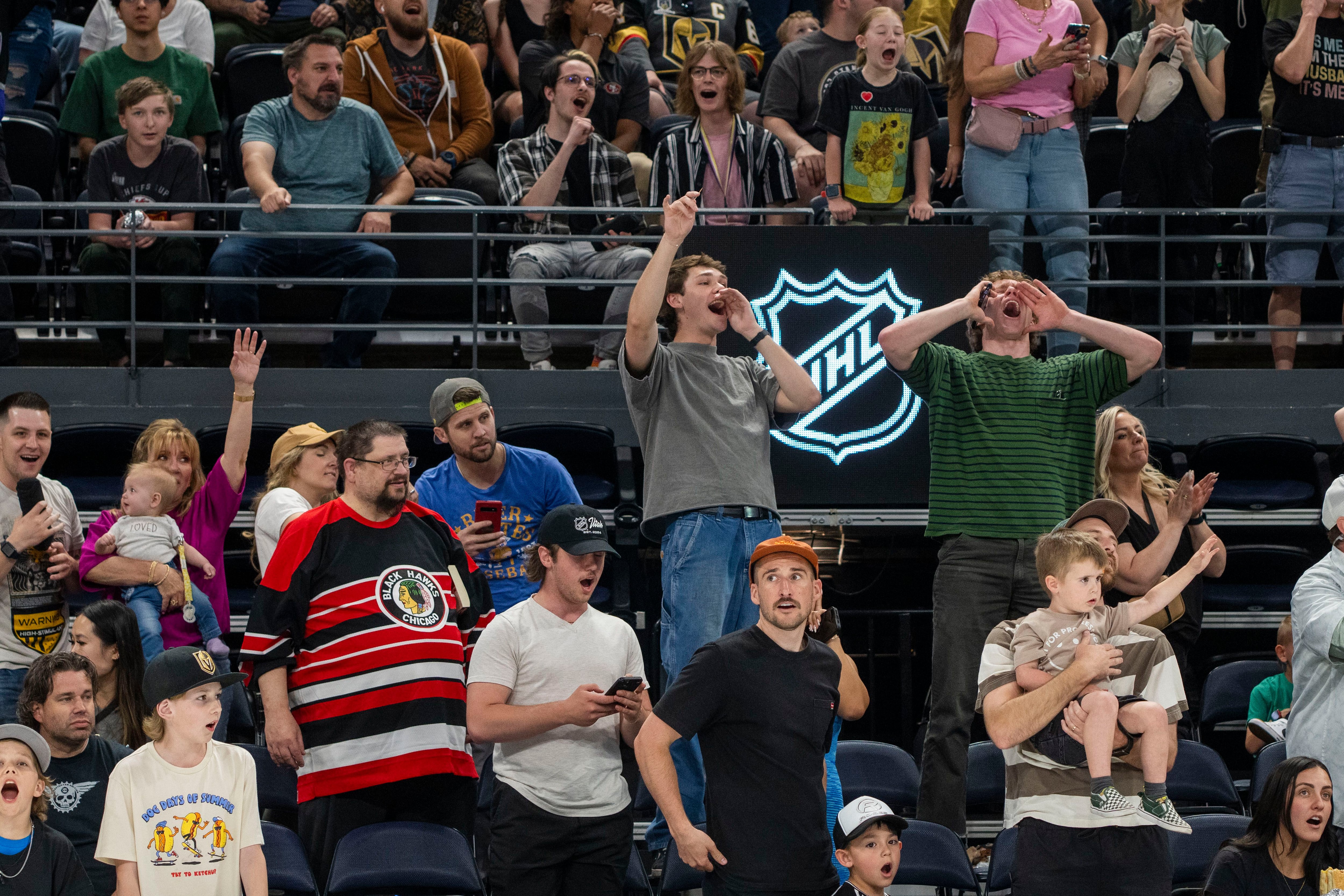 (Rick Egan | The Salt Lake Tribune) Fans fill the Delta Center for an event introducing the Utah NHL team on Wednesday, April 24, 2024.