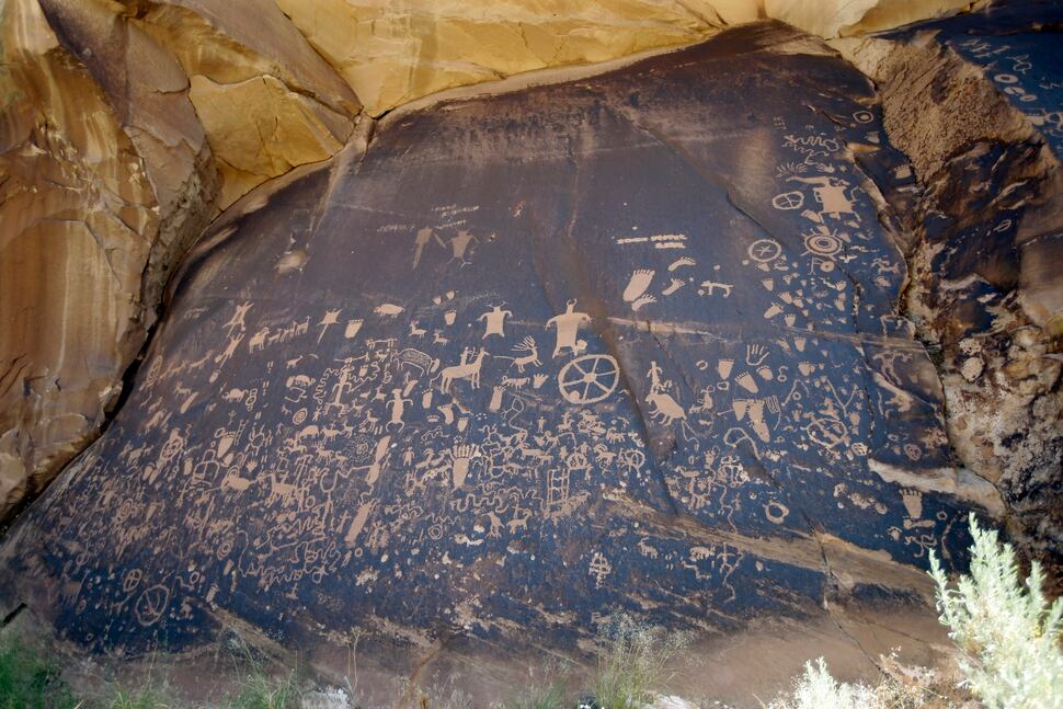 (Rick Bowmer | AP Photo) The Newspaper Rock in Bears Ears National Monument features a rock panel of petroglyphs in the Indian Creek Area near Monticello, Utah. President Barack Obama on Wednesday, Dec. 28, designated two new national monuments in Utah and Nevada. The Bears Ears National Monument in Utah covered 1.35 million acres of tribal land in the Four Corners region.
