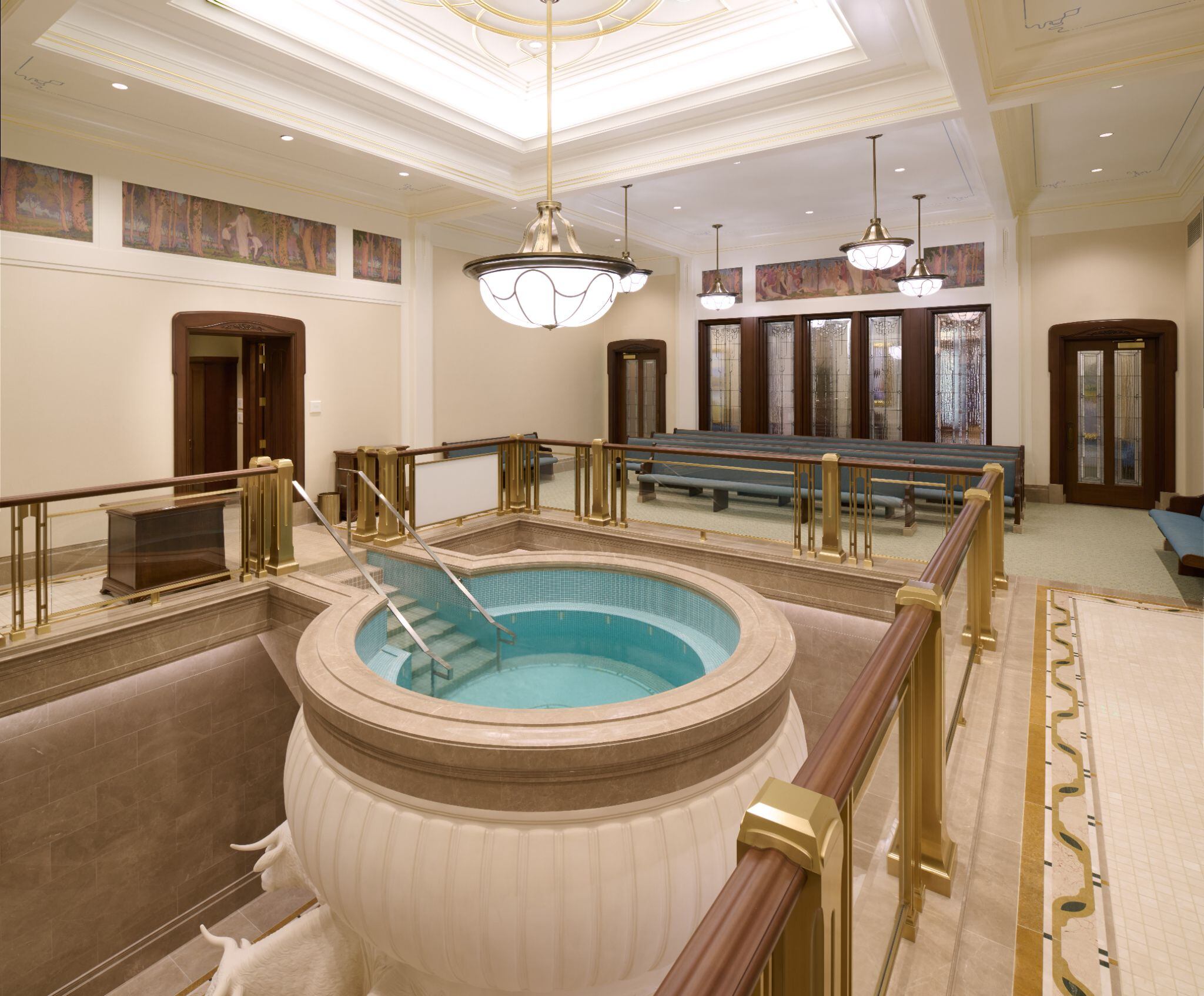 (The Church of Jesus Christ of Latter-day Saints) The baptistry inside the Layton Utah Temple.